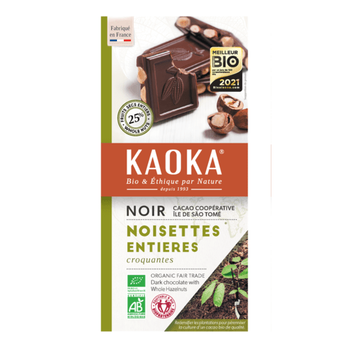 Chocolat noir 66% noisettes, Kaoka, 180g*