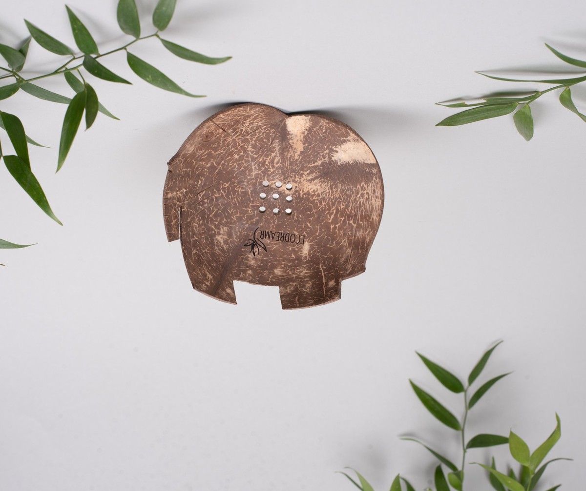 Porte-savon en coquille de noix de coco - éléphant