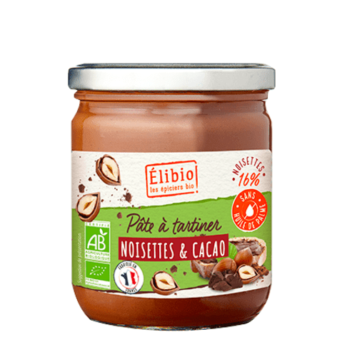 Pâte à tartiner noisettes cacao bio, Elibio, 400g*