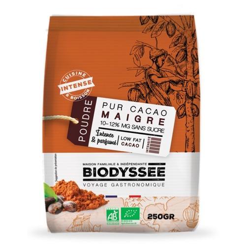 Pur cacao maigre sans sucre, Biodyssée, 250g*