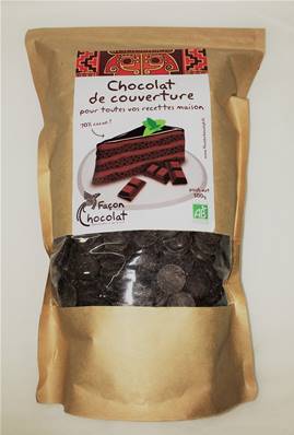 Chocolat de couverture 70 % (pour la pâtisserie), Façon Chocolat, 500g