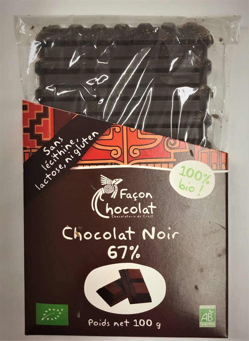 Tablette chocolat noir 67%, Façon Chocolat, 80g*