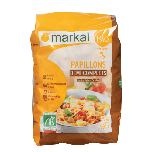 Pâtes papillons 1/2 complet, Markal, 500g*