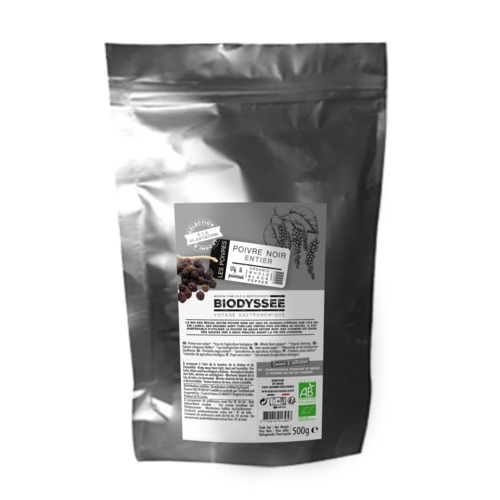 Moulin poivre noir entier, Biodyssée, 500g*