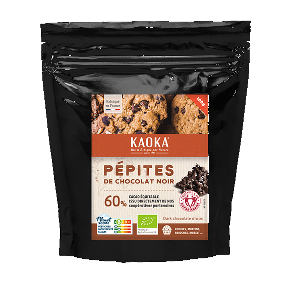 Pépites de chocolat noir 60%, Kaoka, 100g