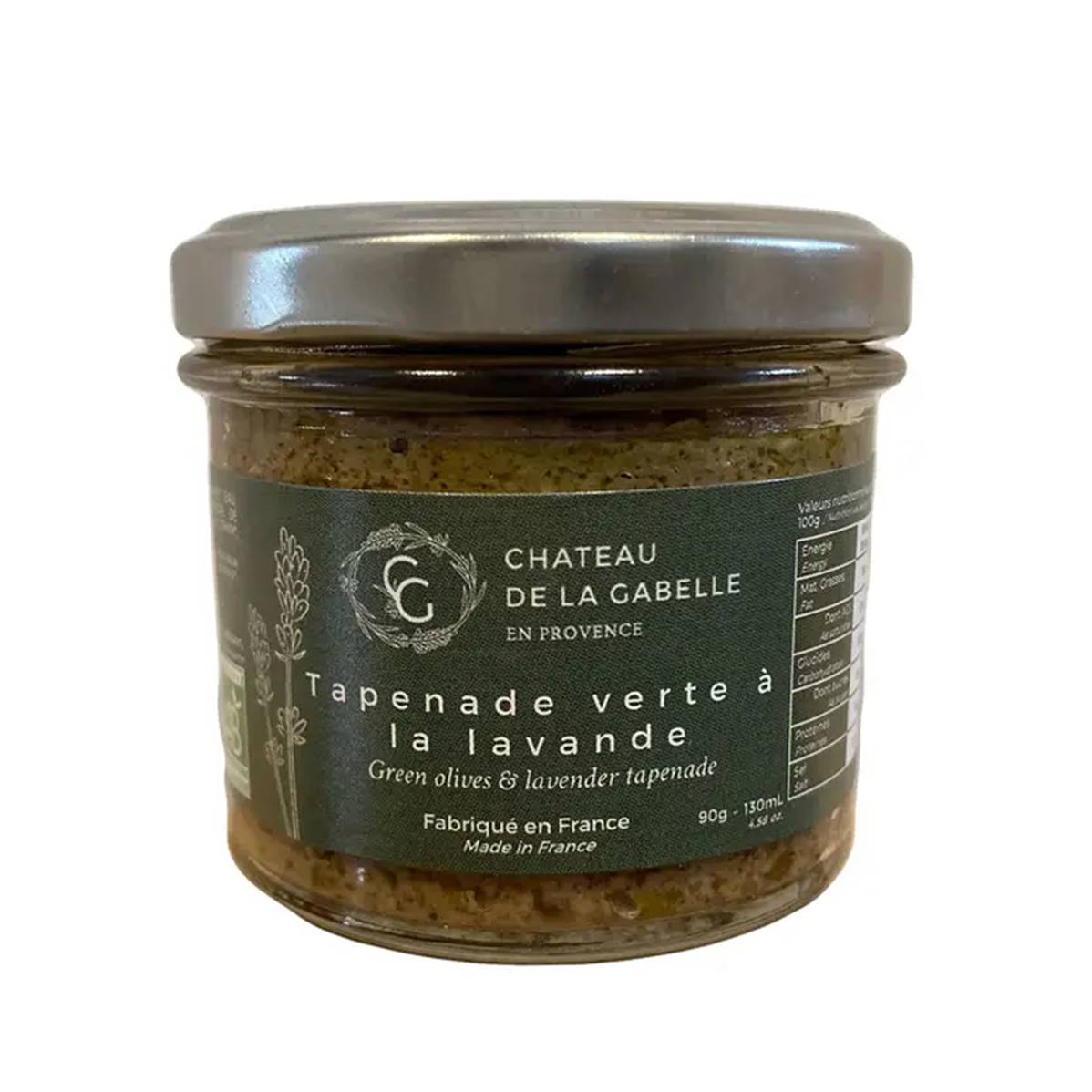 Tapenade verte à la fleur de lavande, Château de la Gabelle, 90g