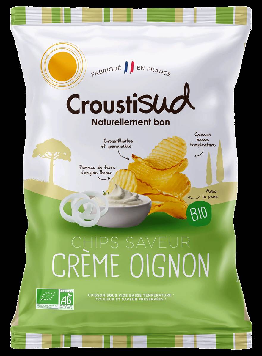 Chips pomme de terre crème oignon, Croustisud, 100g