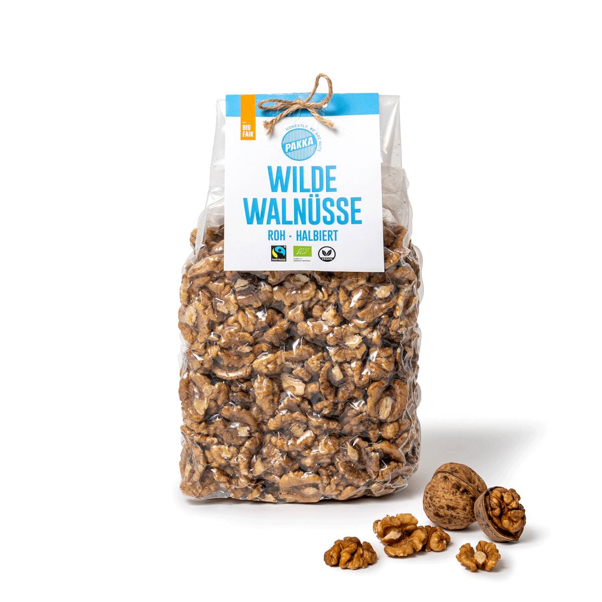 Noix sauvages coupées en deux naturelles et crues, Pakka, 1kg*