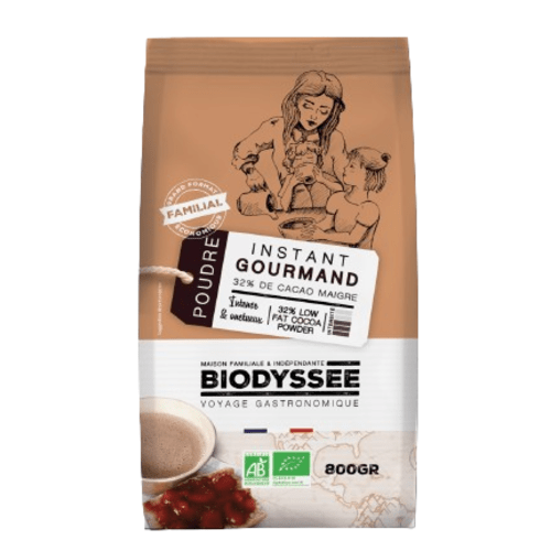Poudre chocolatée instantanée cacaotée à 32%, Biodyssée, 800g*