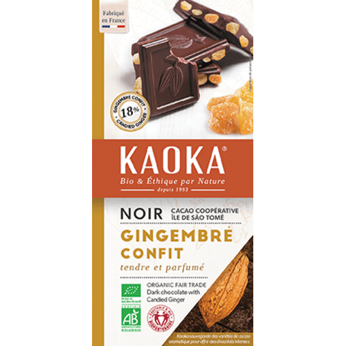 Chocolat noir 66% gingembre, Kaoka, 180g*