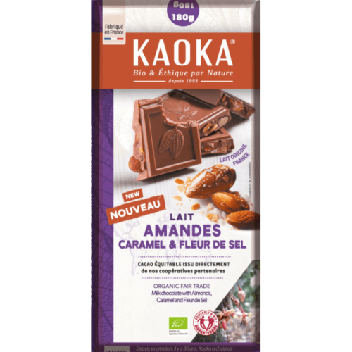 Chocolat au lait amande caramel fleur de sel, Kaoka, 180g*