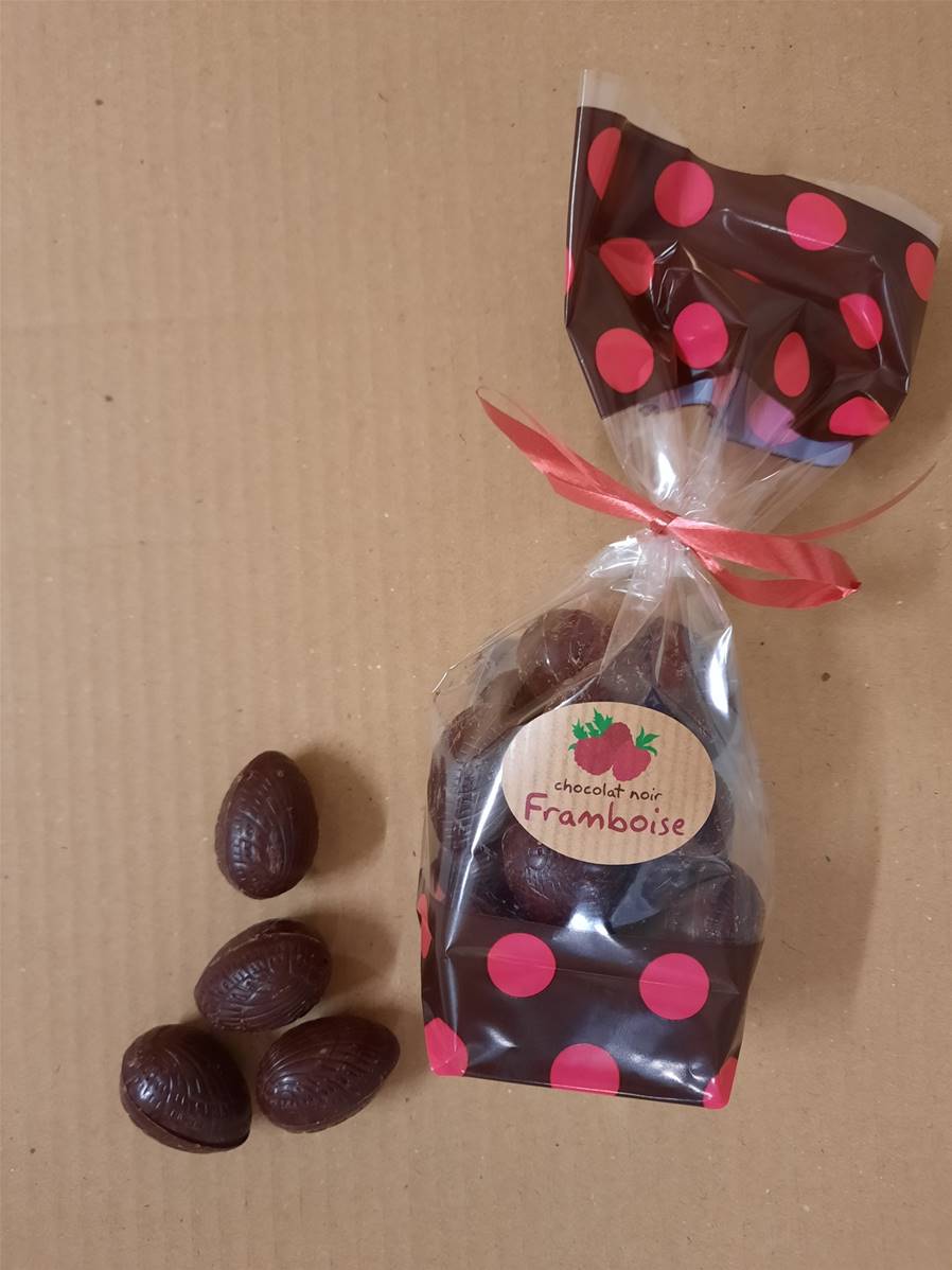 Petits œufs framboise en sachet, Façon Chocolat, 120g*
