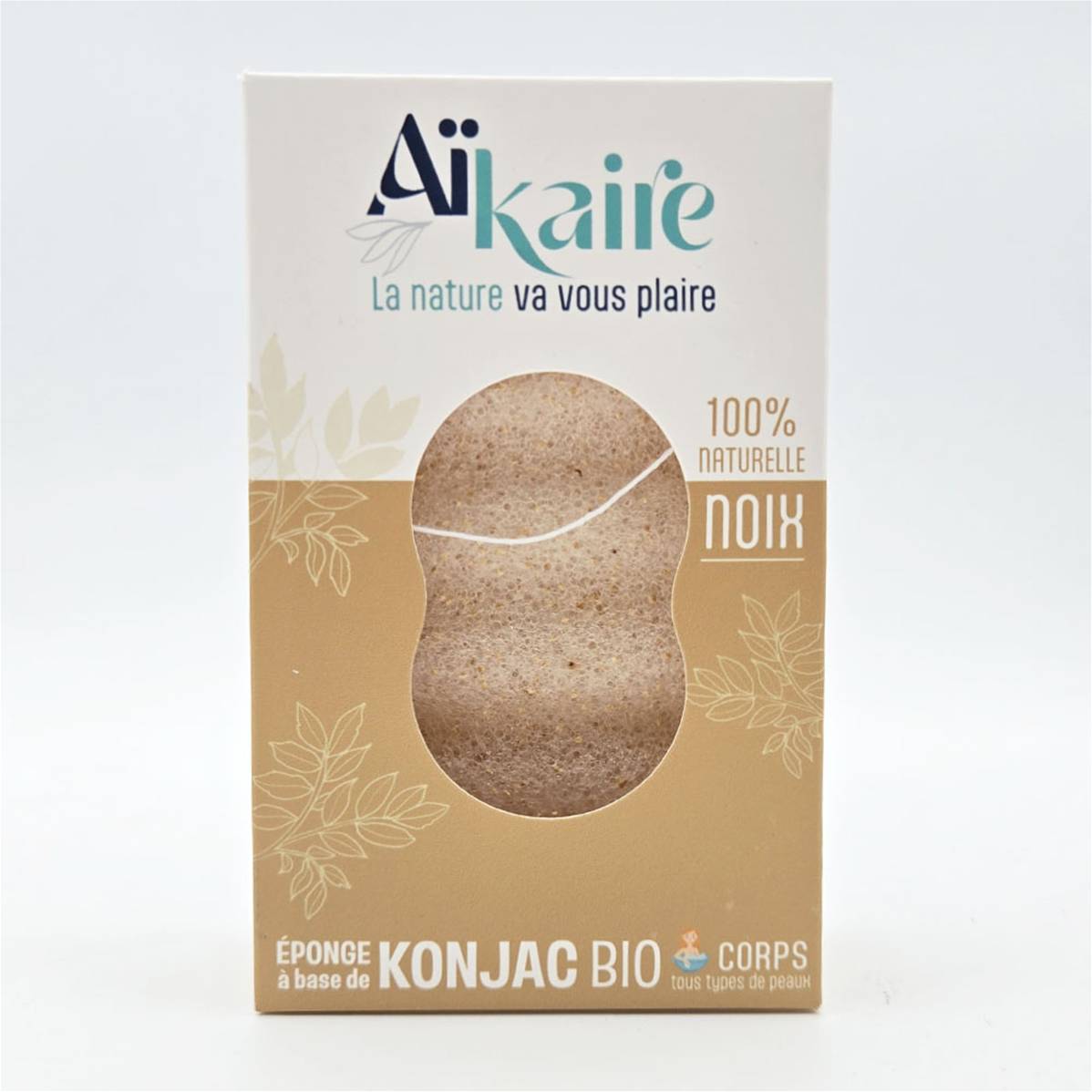 Eponge corps noix konjac bio, Aikare, 1pc