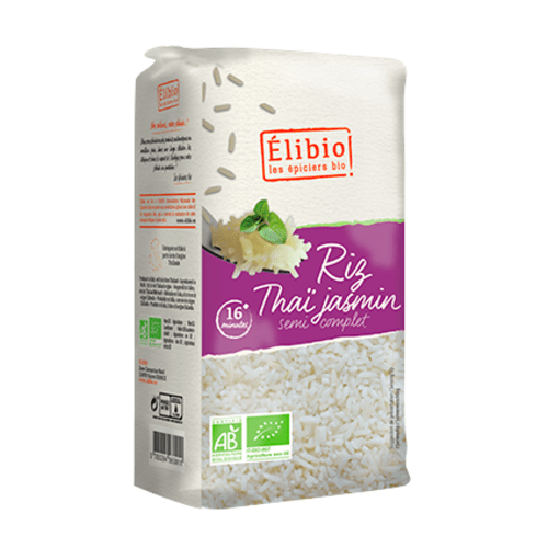 Riz thaï jasmin demi-complet bio, Elibio, 1kg*