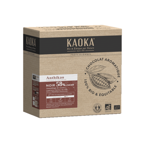 Palets noir 58% caramel, Kaoka, 5kg*