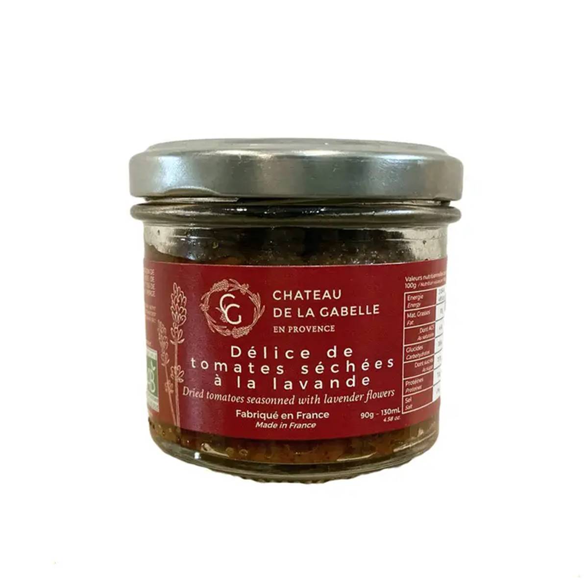 Délice de Tomates Séchées à la fleur de lavande, Château de la Gabelle, 90g
