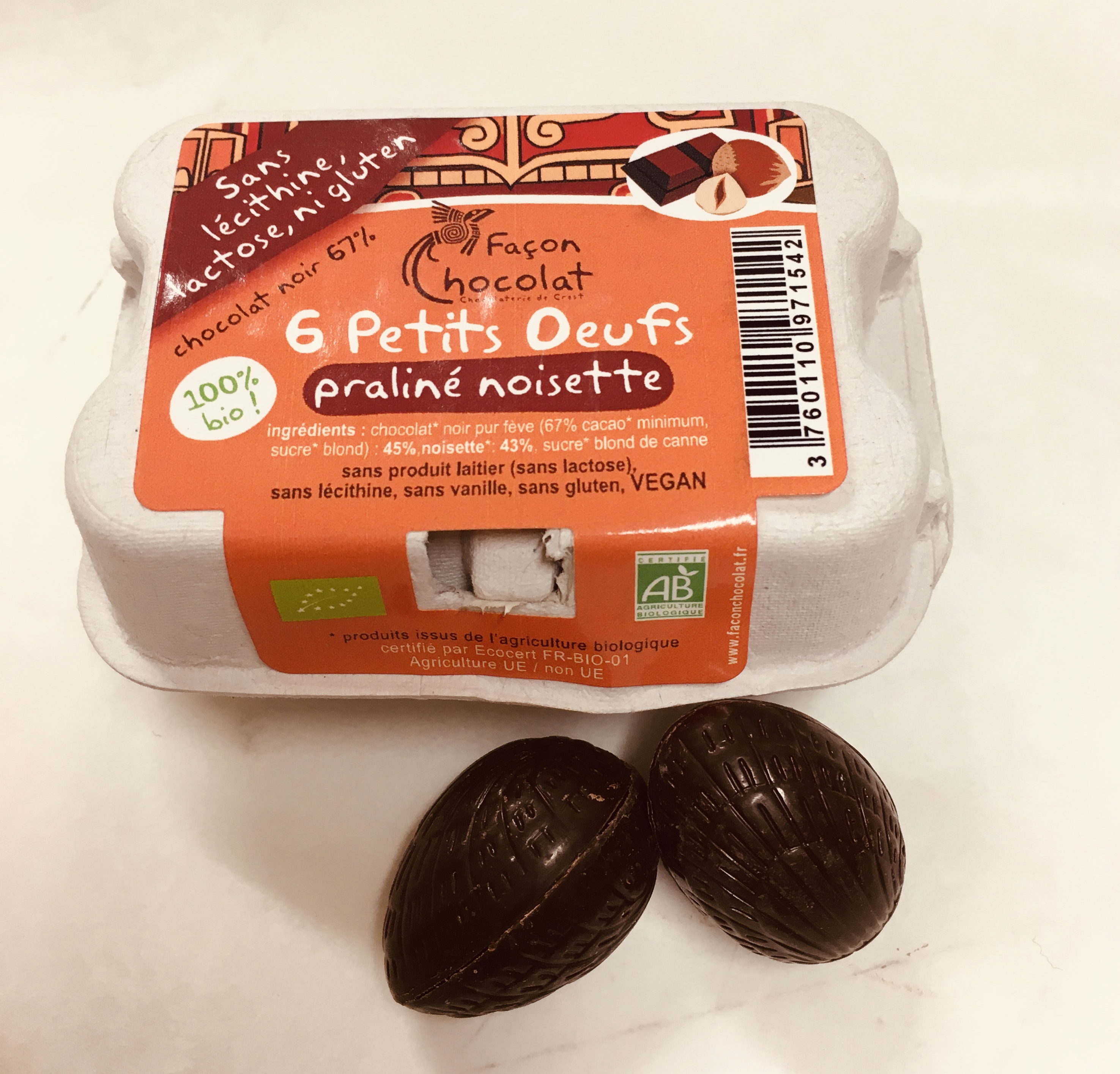 Petits œufs Framboise, en boîte de 6, Façon Chocolat