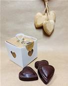 Boîte carrée 5 petits coeurs chocolat noir fourré framboise, Façon Chocolat
