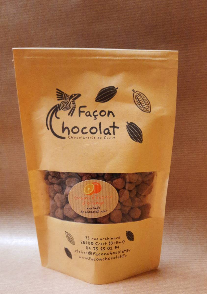 Ecorce d'orange confite, Façon Chocolat, 120g*