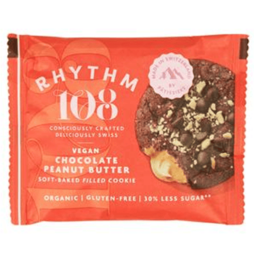 Cookie suisse vegan moelleux fourré au chocolat et beurre de cacahuète, Rhythm 108, 50g