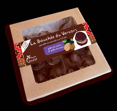 Bouchée du Vercors (pâte de noix/pâte de mûre), Façon Chocolat, 150g