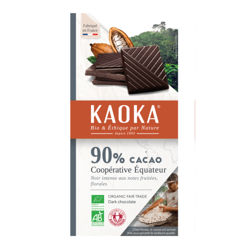 Chocolat noir 90% pure pâte, Kaoka, 100g*