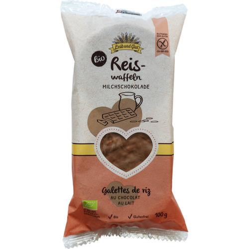 Galettes de riz avec enrobage de chocolat au lait BIO, Leib und Gut, 100g*