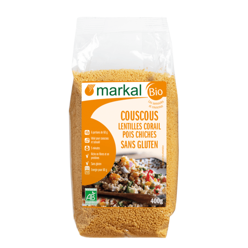 Couscous lentilles corail et pois chiche sans gluten, Markal, 400g*