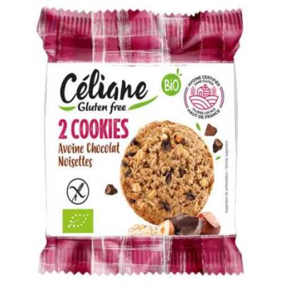 Cookies snack avoine chocolat noisettes, Celiane Glutenfree, 50g*