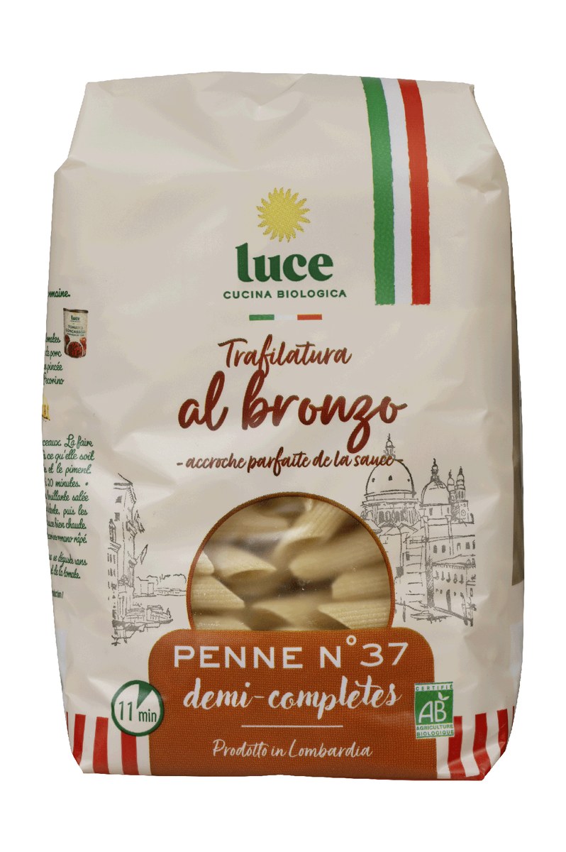 Penne demi-complète bronze, Luce, 500g*