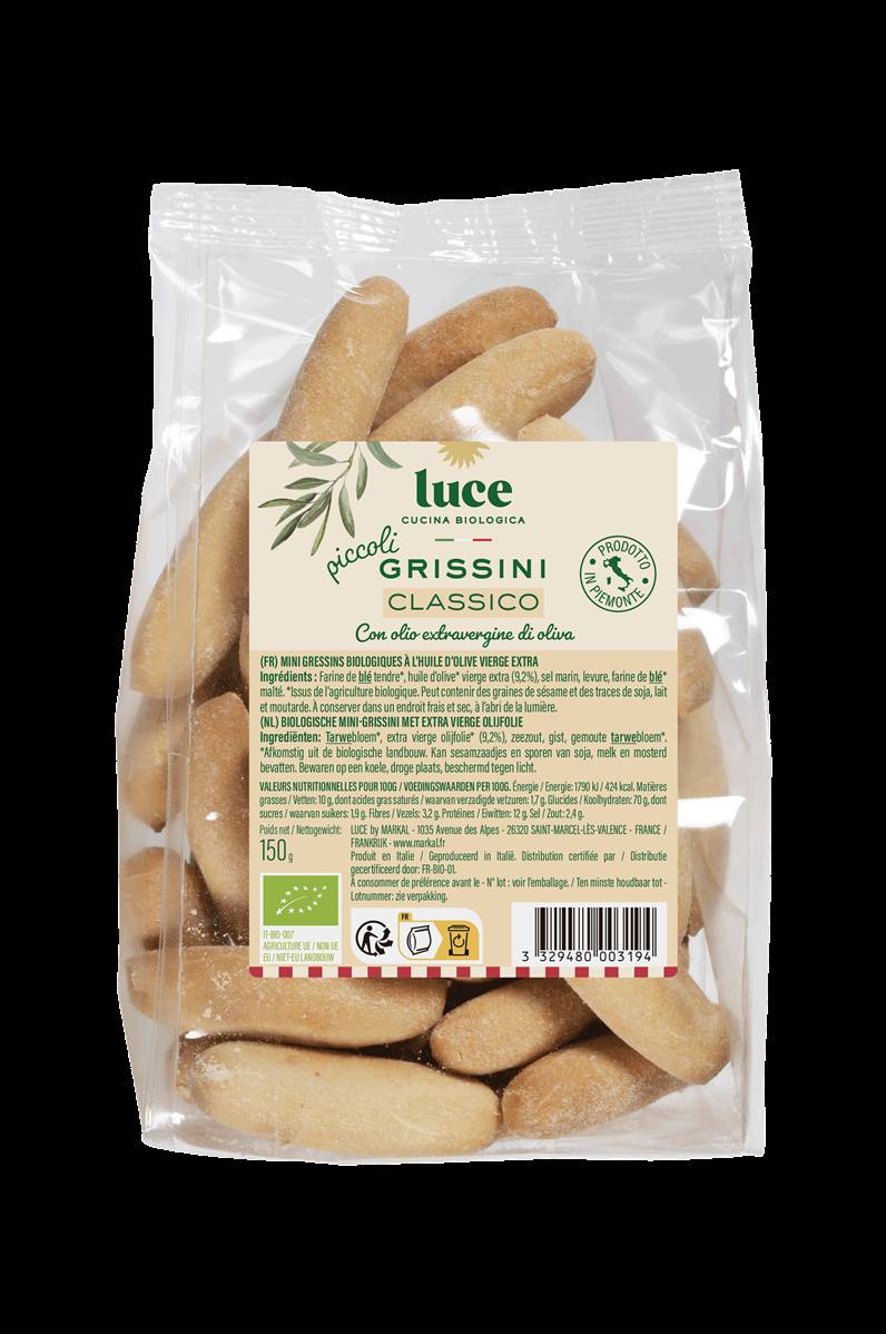 Mini gressin nature huile olive, Luce, 150g