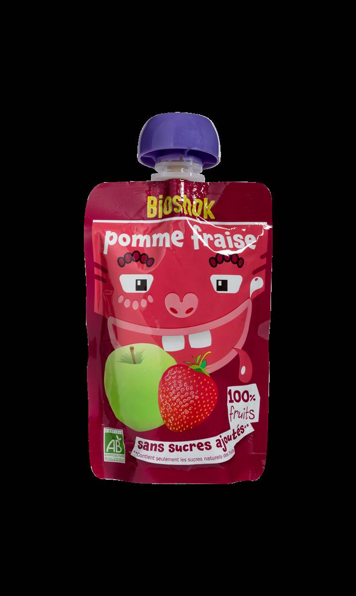 Dessert fruit pomme fraise, Bioshok, 100g