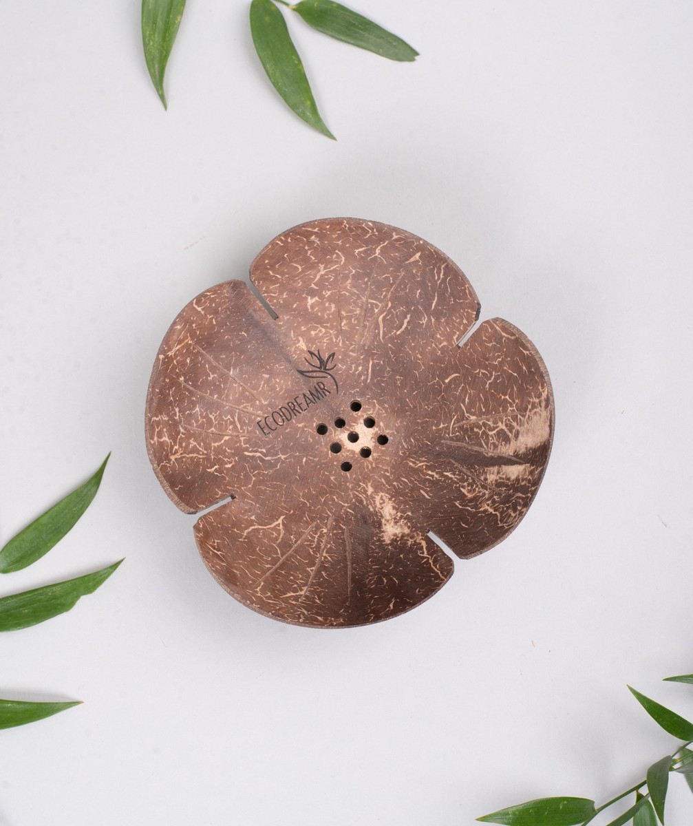 Porte-savon en coquille de noix de coco - fleur