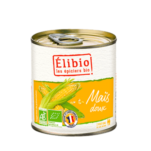 Maïs doux extra-fin en boîte, Elibio, 300g*
