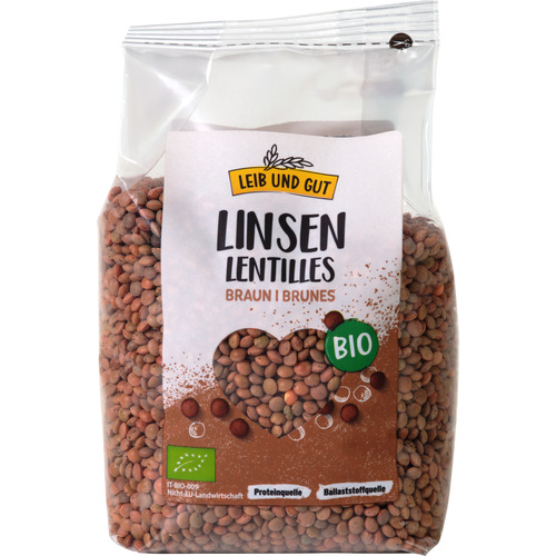 Lentilles brunes BIO, Leib und Gut, 500g*