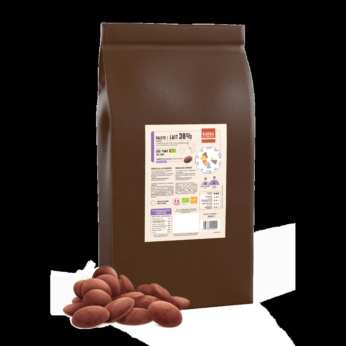 Palets lait 38%, Kaoka, 10kg