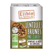 Lentilles brunes pré-cuites, Elibio, 230g*