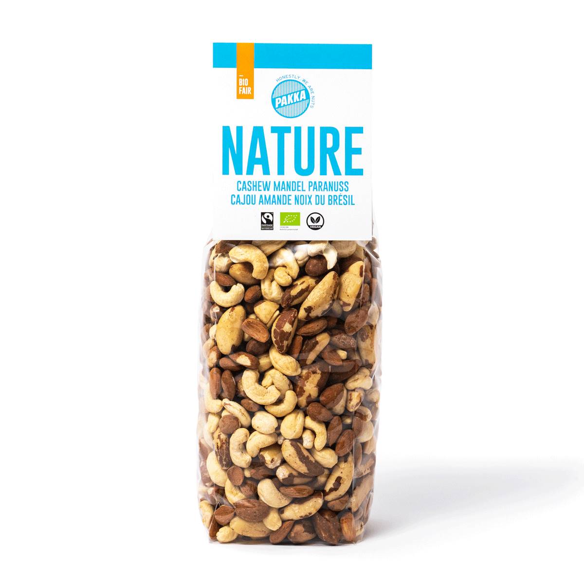 Mélange de noix non grillées nature (noix de cajou amandes noix du Brésil), Pakka, 1kg*