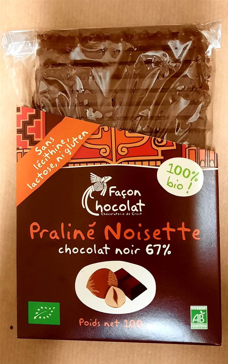 Tablette praliné de noisette, Façon Chocolat, 80g*