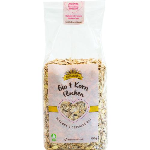 Flocons 4 céréales gros BIO (Label Knospe) Import, Leib und Gut, 450g*