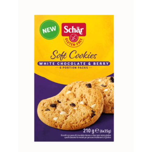 Soft cookies white chocolate berry sans gluten, Schär, 210g