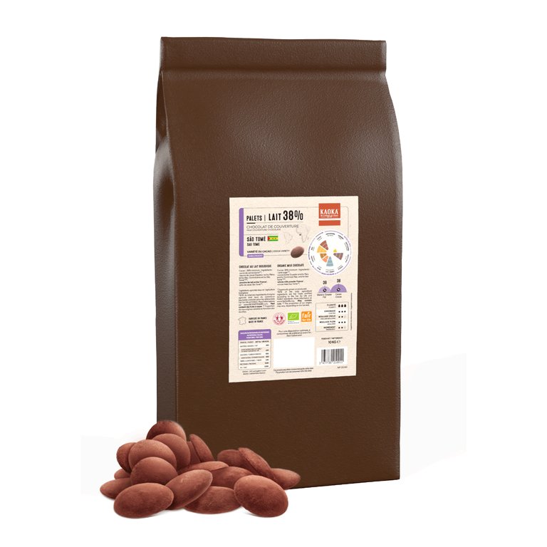 Palets de chocolat au lait 38% São Tomé, Kaoka, 10kg*