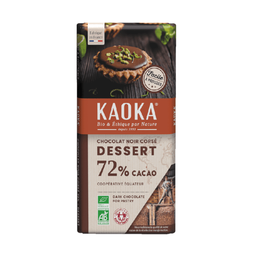 Dessert noir corsé 72% équitable, Kaoka, 200g*