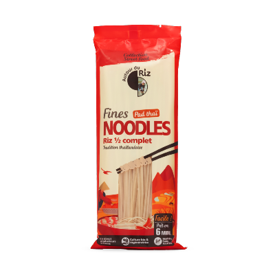 Noodles fines de riz ½ complet – pour Pad Thaï, Autour du Riz, 170g