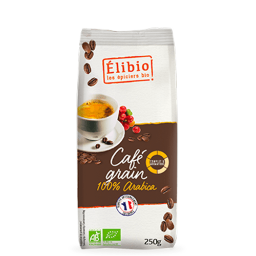 Café 100% arabica torréfié en grains, Elibio, 250g*