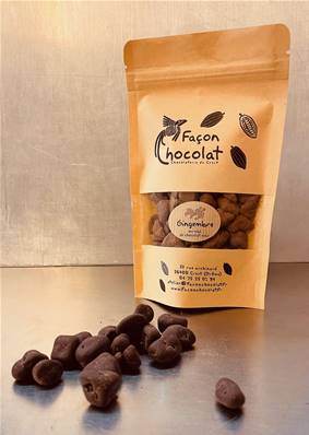 Grains de gingembre confit, Façon Chocolat