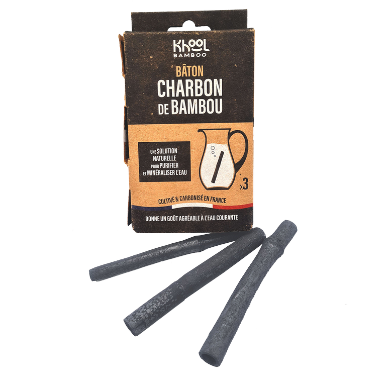 Charbon de bambou bâton fin x3, Khool Bambou, 59g