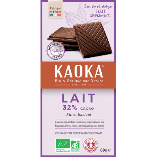Simply chocolat au lait 32%, Kaoka, 80g*