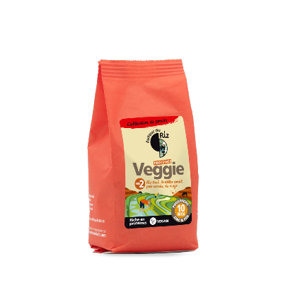Mélange protéiné mix Veggie 2 (riz thaï complet, lentilles corail, boulgour de pois cassés, riz rouge complet), Autour du Riz, 220g