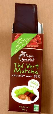 Barre pâte d'amande, thé vert Matcha, Façon Chocolat